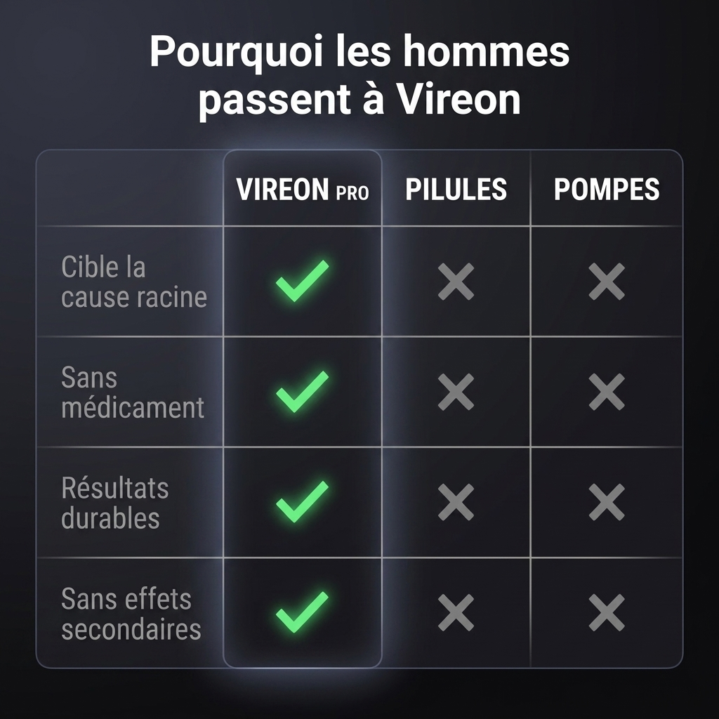 Vireon Pro — Comparatif face aux pilules et pompes